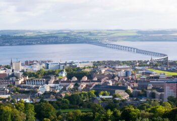 Property valuation in Dundee City. Sky View from Dundee Law, Scotland UK.